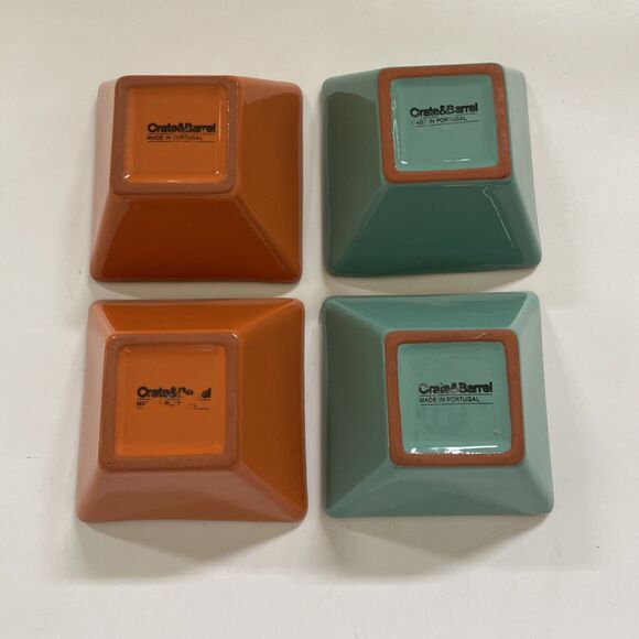 Crate & Barrel Set of Four Square‎ Bowls Made in Portugal Southwestern Pottery - Picture 5 of 10